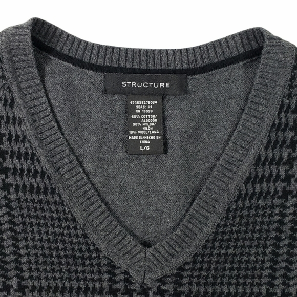 Structure Large Herringbone Plaid Sweater Vest I - Picture 3 of 5